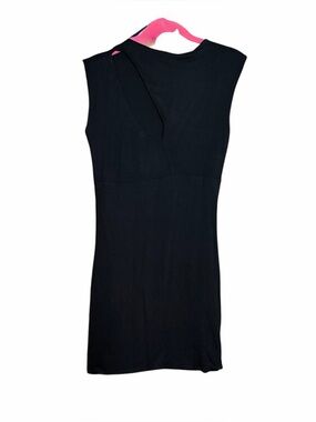 AQ/AQ Chuck Black Mini Dress Womens 10 Cut Out Sleeveless Bodycon Stretch